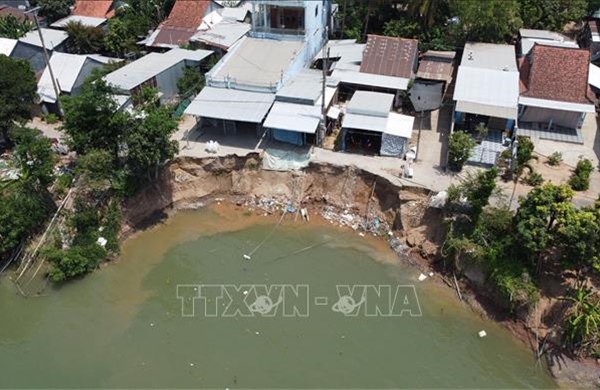 Khắc phục sạt lở bờ sông Tiền tại xã cù lao Long Phú Thuận