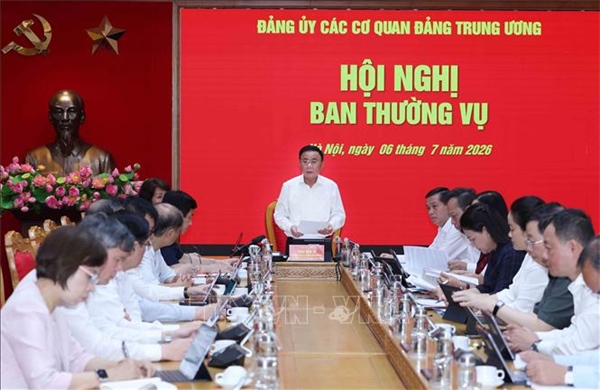 Hội nghị Ban Thường vụ Đảng ủy các cơ quan Đảng Trung ương tháng 6/2026