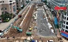 Toàn cảnh đường Vành đai 2,5 đoạn Cầu Giấy thi công theo lệnh khẩn cấp