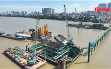 Tăng tốc thi công cầu Trần Hưng Đạo trước mùa mưa