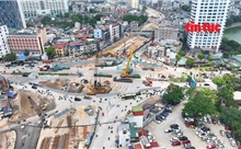 Toàn cảnh 'đại' công trường nút giao metro số 5 - Vành đai 1 ở Hà Nội
