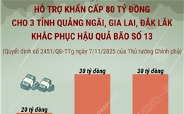 Hỗ trợ khẩn cấp 80 tỷ đồng cho 3 tỉnh Quảng Ngãi, Gia Lai, Đắk Lắk 