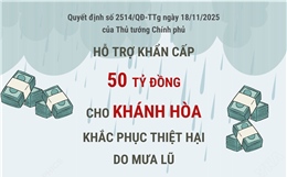 Hỗ trợ khẩn cấp 50 tỷ đồng cho Khánh Hòa khắc phục thiệt hại do mưa lũ