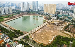 Hồ Đồng Bông 2 dần hoàn thiện, tăng khả năng chống ngập phía Tây Hà Nội