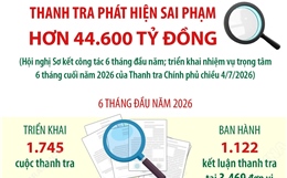 6 tháng đầu năm 2026: Thanh tra phát hiện vi phạm về kinh tế hơn 44.600 tỷ đồng