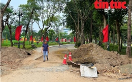 Hiện trạng thi công hệ thống chống ngập tại Công viên Cầu Giấy