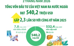2 tháng năm 2026: Đầu tư của Việt Nam ra nước ngoài gấp 2,3 lần so với cùng kỳ 