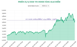 Phiên 25/3/2026: VN-Index tăng 43,42 điểm