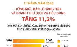 5 tháng năm 2026: Tổng mức bán lẻ hàng hóa và doanh thu dịch vụ tiêu dùng tăng 11,2%