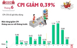 CPI tháng 6/2026 giảm 0,39%