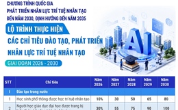 Lộ trình thực hiện các chỉ tiêu đào tạo, phát triển nhân lực trí tuệ nhân tạo giai đoạn 2026-2030