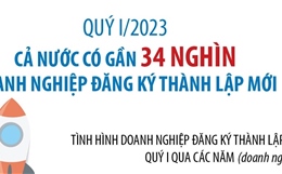 Quý I/2023, cả nước có gần 34.000 doanh nghiệp đăng ký thành lập mới