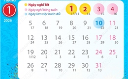 Bốn ngày nghỉ dịp Tết Dương lịch 2026