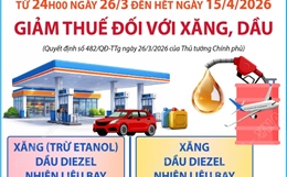 Giảm thuế đối với xăng, dầu đến ngày 15/4/2026