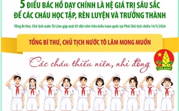 Năm điều Bác Hồ dạy chính là hệ giá trị sâu sắc để các cháu học tập, rèn luyện và trưởng thành