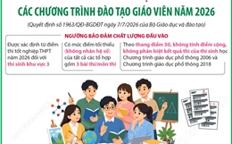 Ngưỡng bảo đảm chất lượng đầu vào các chương trình đào tạo giáo viên năm 2026