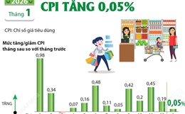 Tháng 1 năm 2026: CPI tăng 0,05%