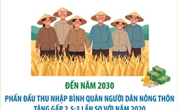 Đến năm 2030, phấn đấu thu nhập bình quân người dân nông thôn tăng gấp 2,5-3 lần so với năm 2020