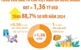 Năm 2025: Đầu tư của Việt Nam ra nước ngoài tăng 88,7%