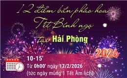 12 điểm bắn pháo hoa Tết Nguyên đán Bính Ngọ tại Hải Phòng