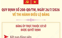 Quy định 208-QĐ/TW: Đảng ủy trực thuộc cơ sở được quyết định kết nạp đảng viên
