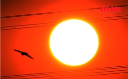 Mặt trời như ‘trứng muối’ nhuộm cam bầu trời TP Hồ Chí Minh