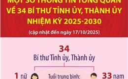Thông tin tổng quan về 34 Bí thư tỉnh ủy, thành ủy nhiệm kỳ 2025-2030