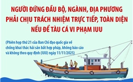 Người đứng đầu bộ, ngành, địa phương phải chịu trách nhiệm trực tiếp, toàn diện nếu để tàu cá vi phạm IUU