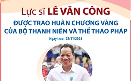 Lực sĩ Lê Văn Công được trao Huân chương Vàng của Bộ Thanh niên và Thể thao Pháp