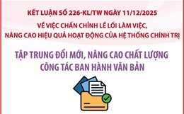 Kết luận số 226-KL/TW: Tập trung đổi mới, nâng cao chất lượng công tác ban hành văn bản