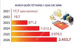 Tháng 1/2026: Việt Nam đón gần 2,5 triệu lượt khách quốc tế