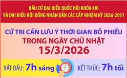 Cử tri cần lưu ý thời gian bỏ phiếu trong ngày Chủ Nhật 15/3/2026