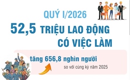 Quý I/2026: 52,5 triệu lao động có việc làm