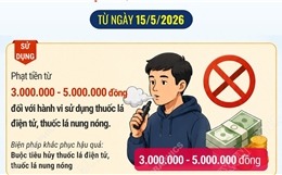 Từ ngày 15/5/2026, sử dụng thuốc lá điện tử có thể bị phạt đến 5 triệu đồng